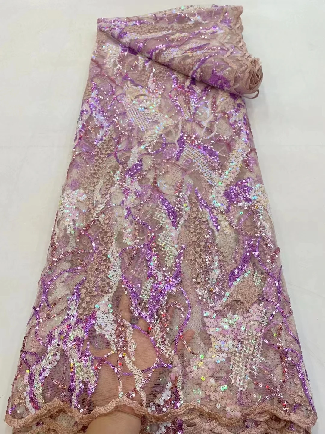 

NFJN03 Most Popular Design African Net Lace with Sequins,High Class Embroidered French Tulle Lace for Party/Wedding Dress!
