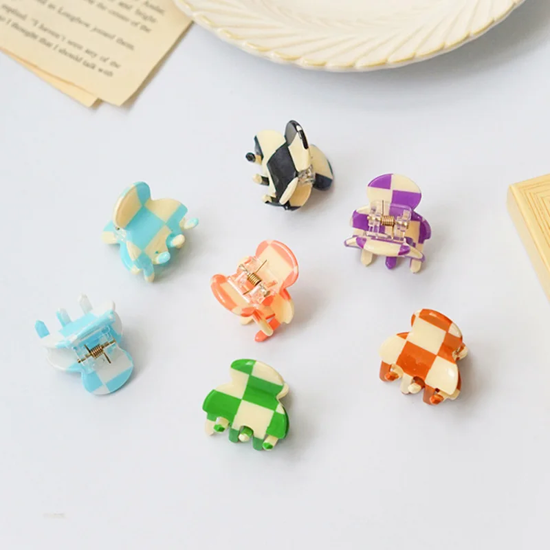 

Japanese Style Trendy Colorful Checkerboard Clip Mini Semicircle Hair Clip Girl Bangs Clip Hairpin Side Clip Hair Jewelry
