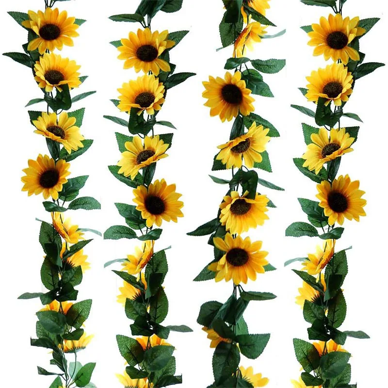 

1Pcs 230Cm Silk Artificial Hanging Flowers Plants Sunflower Garland Diy For Wedding Arch Party Home Bathroom Garden Decoration