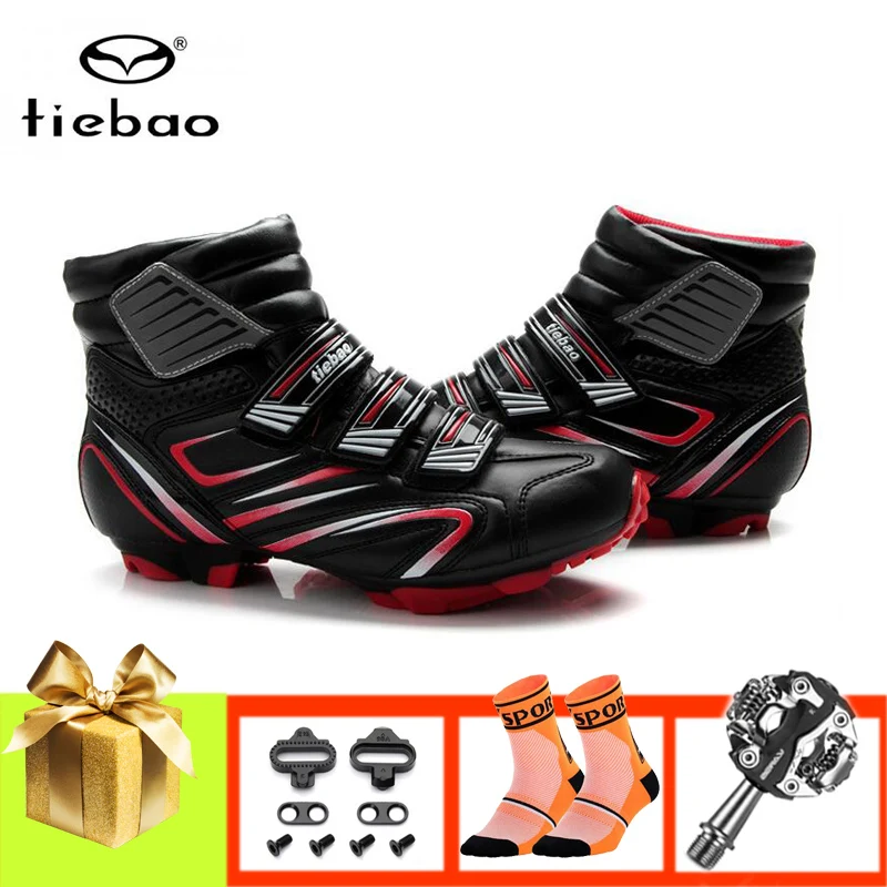 

Tiebao зимняя обувь для горного велосипеда, велосипедные кроссовки для мужчин и женщин, самоблокирующиеся теплые зимние велосипедные ботинки, велосипедная обувь