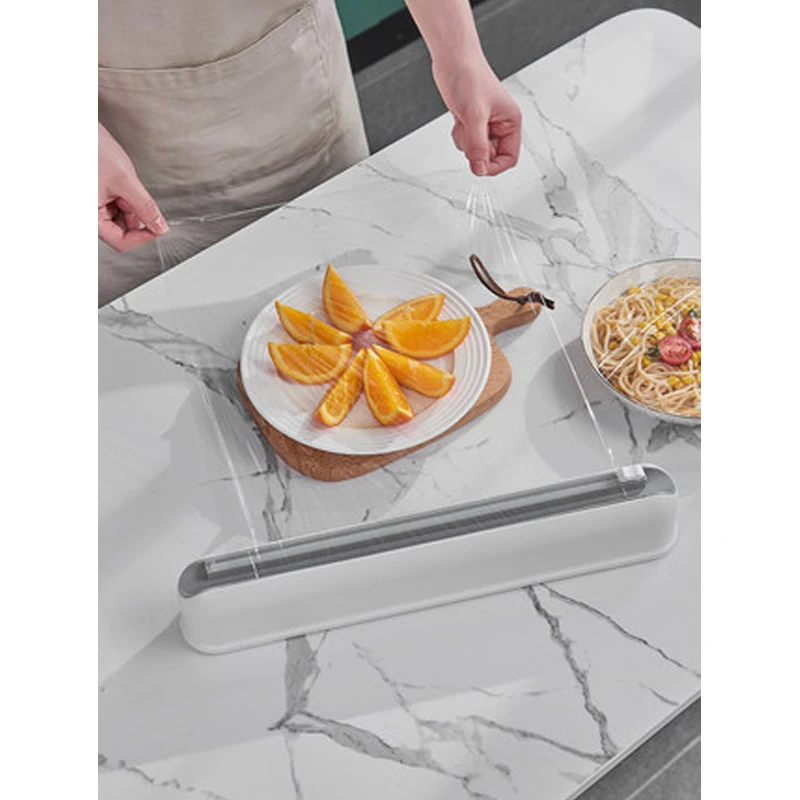 

Big Plastic Wrap Cutter Cling Film Cutting Box Tinfoil Cutter Dispenser Kitchen Accessories Wall-mounted Suction Cup