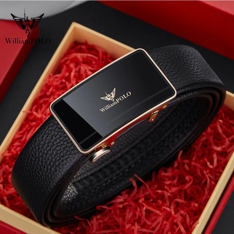 WILLIAMPOLO 2020 autumn new men's leather automatic buckle wearing a belt fashion business belt