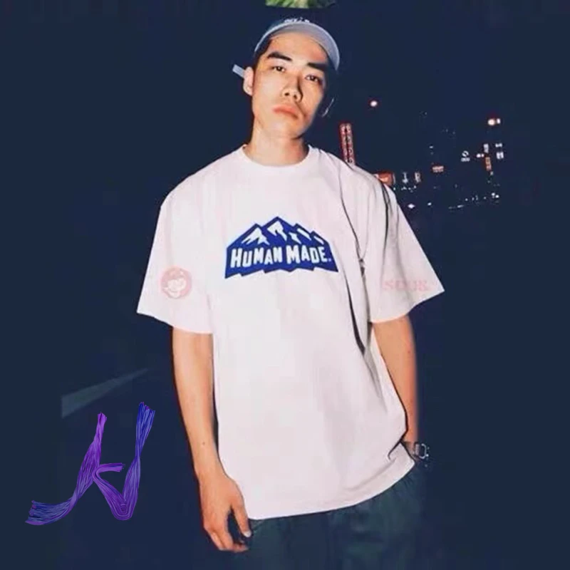 

Футболка ручной работы для мужчин и женщин, хлопковая тенниска высокого качества с изображением белого медведя и Снежной Горы в японском ре...