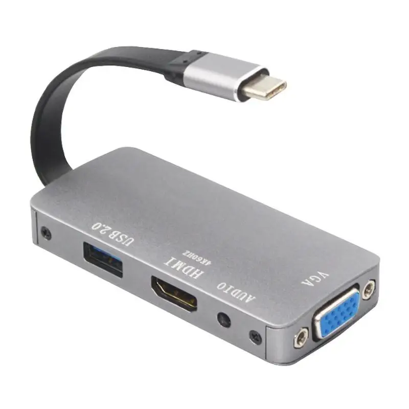 Переходник с Type C на HDMI VGA 3 5 мм кабель преобразователя видео и аудио