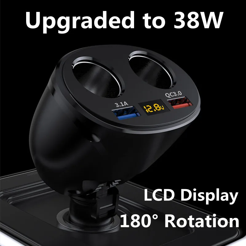 

HOT USB Car Charger Quick Charge 3.0 + 3.1A Car Cigarette Lighter Socket Splitter Plug LED Car-Charger Adapter For Phone MP3 DVR
