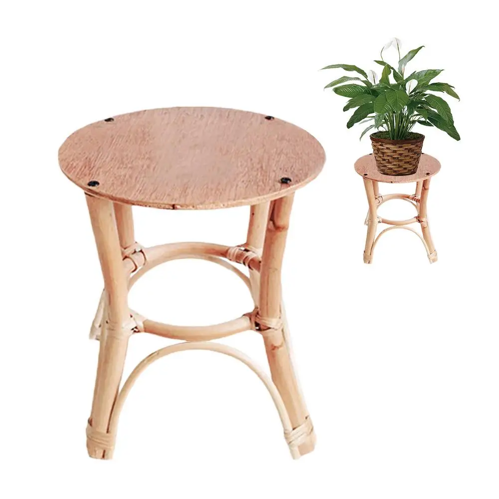 

Natural Rattan Plant Stand Wooden Rattan Flower Pots Decorative Plant Holder Rack Flower Holder For Balcony Decor Rattan Stool