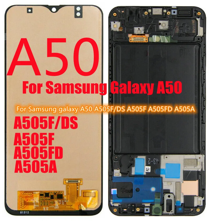 Pantalla t&aacute;ctil para tel&eacute;fono Samsung Galaxy A50, montaje de digitalizador de reemplazo, A505F/DS, A505F, A505FD, A505A-0
