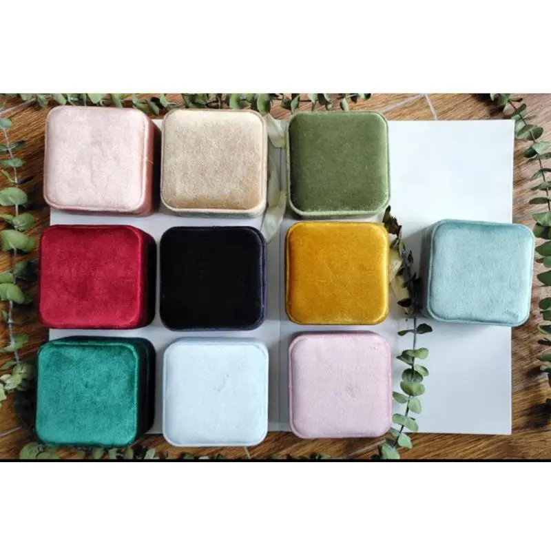 

Velvet Ring Box Square Jewelry Box Valentine's Day Ring Box With Detachable Lid