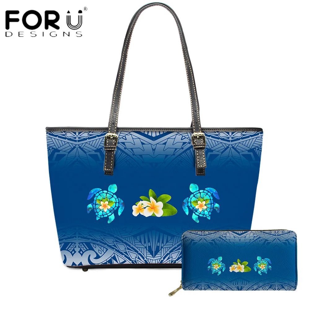 

FORUDESIGNS роскошный дизайн 2 шт. женская сумка-тоут Гавайский стиль цветочный принт из искусственной кожи Женская Повседневная деловая сумка