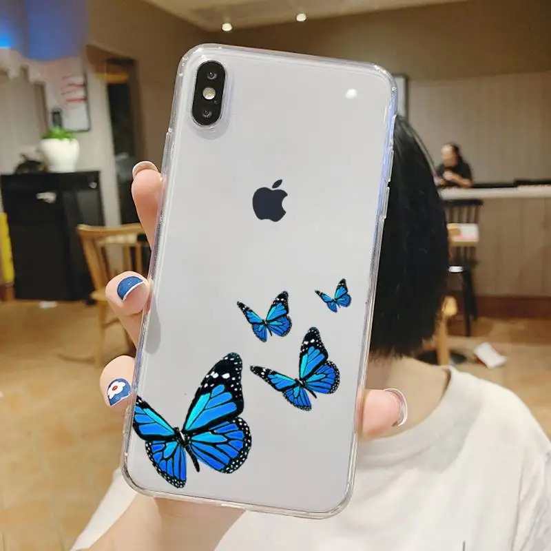 

butterfly cute beautiful Phone Case Transparent soft For iphone 5 6 7 8 11 12 s c se plus mini x xs xr pro max shell