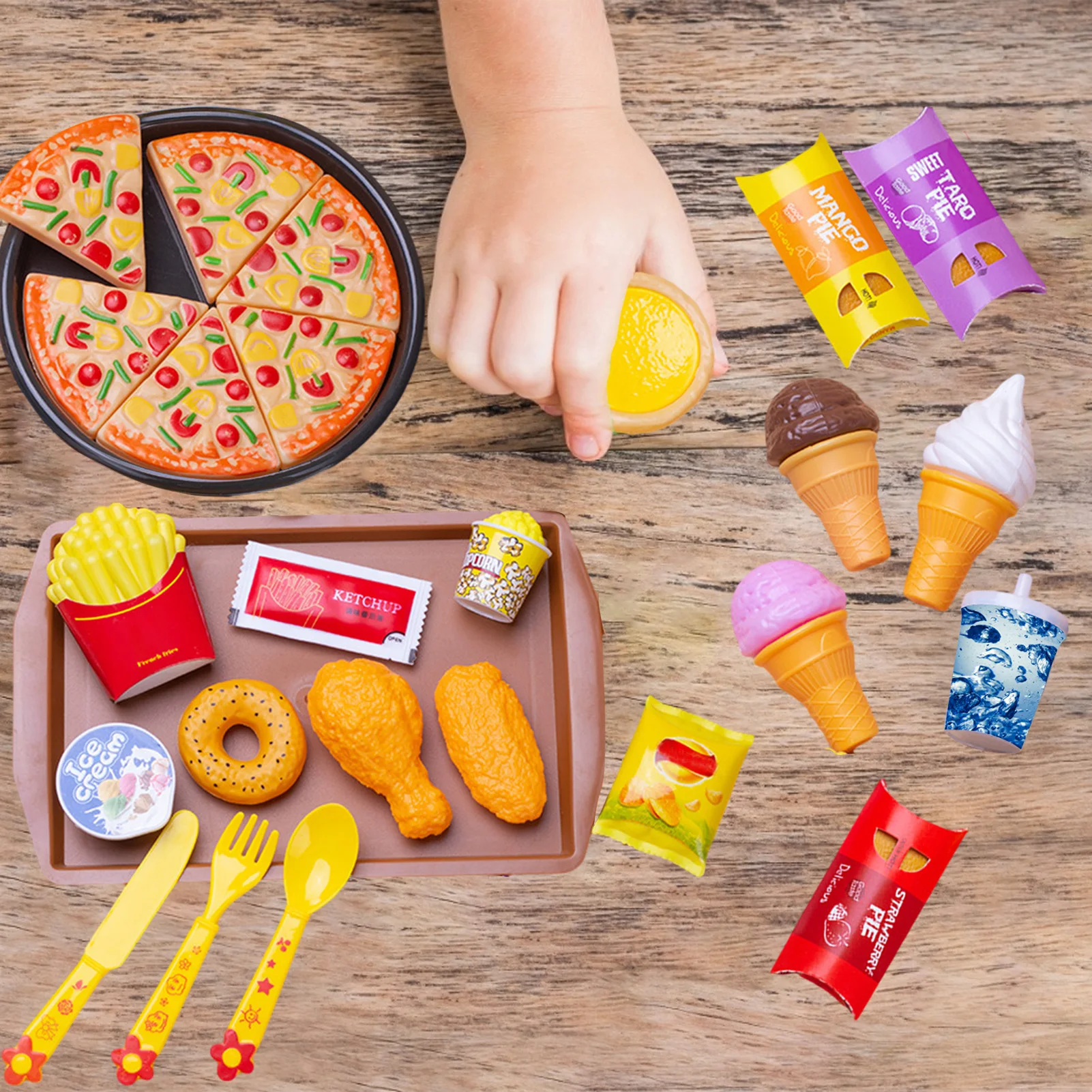 

27 Pieces Of Kitchen Simulation Miniature Food Toy Set Children's Play House Kitchen Educational Pretend Toy Birthday Gift