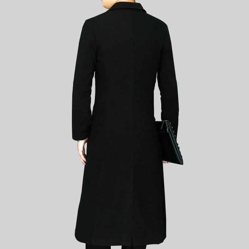 Осенне-зимнее Мужское пальто твидовое с воротником-стойкой Молодежная шерстяная