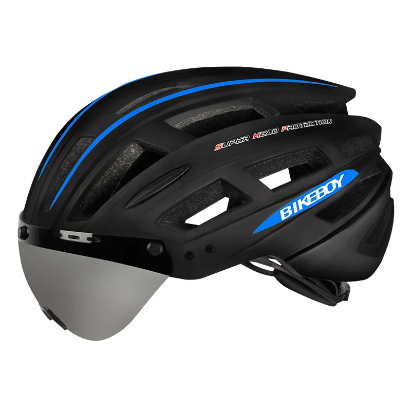 dark blue Bicycle helmet LED warning lamp light bike helmet airsof helmet Composites Half-covered Unisex bike helmet - Цвет: dark blue
