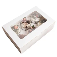 cupcake packing boxes transparent window white paper box with cup tray for cupcake dessert chocolate wrapper business box 5 pack
