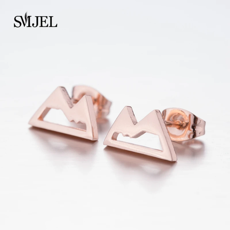 Женские серьги SMJEL из горной стали золотые розовые черные гвоздики нержавеющей