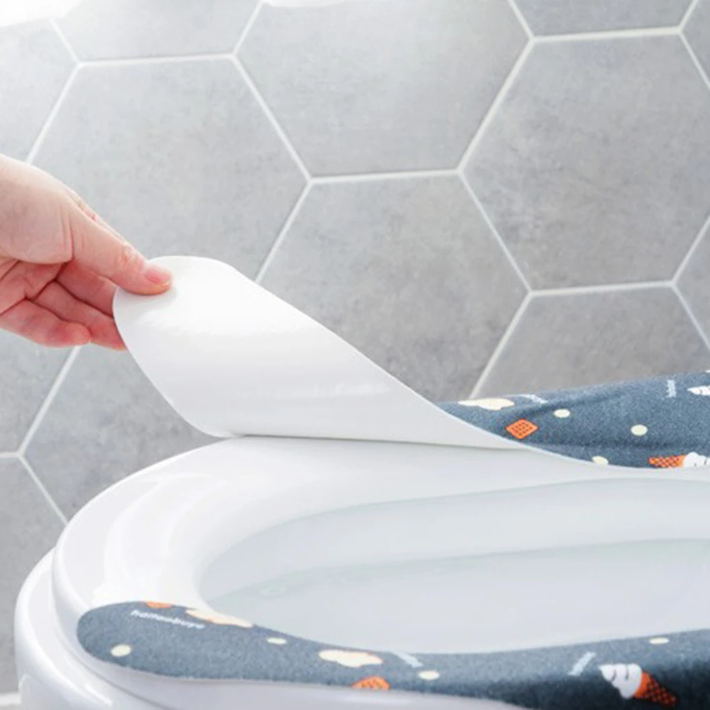 

Printing Washroom Warm Washable Health Sticky Toilet Mat Seat Cover Pad Household Reuseable Soft Toilet Seat Cover Supplies