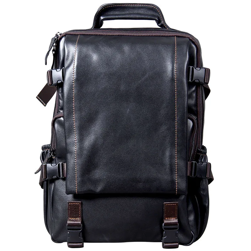 Винтаж Oxhide верхний слой коровья кожа сумка ручной работы голова кожаный рюкзак