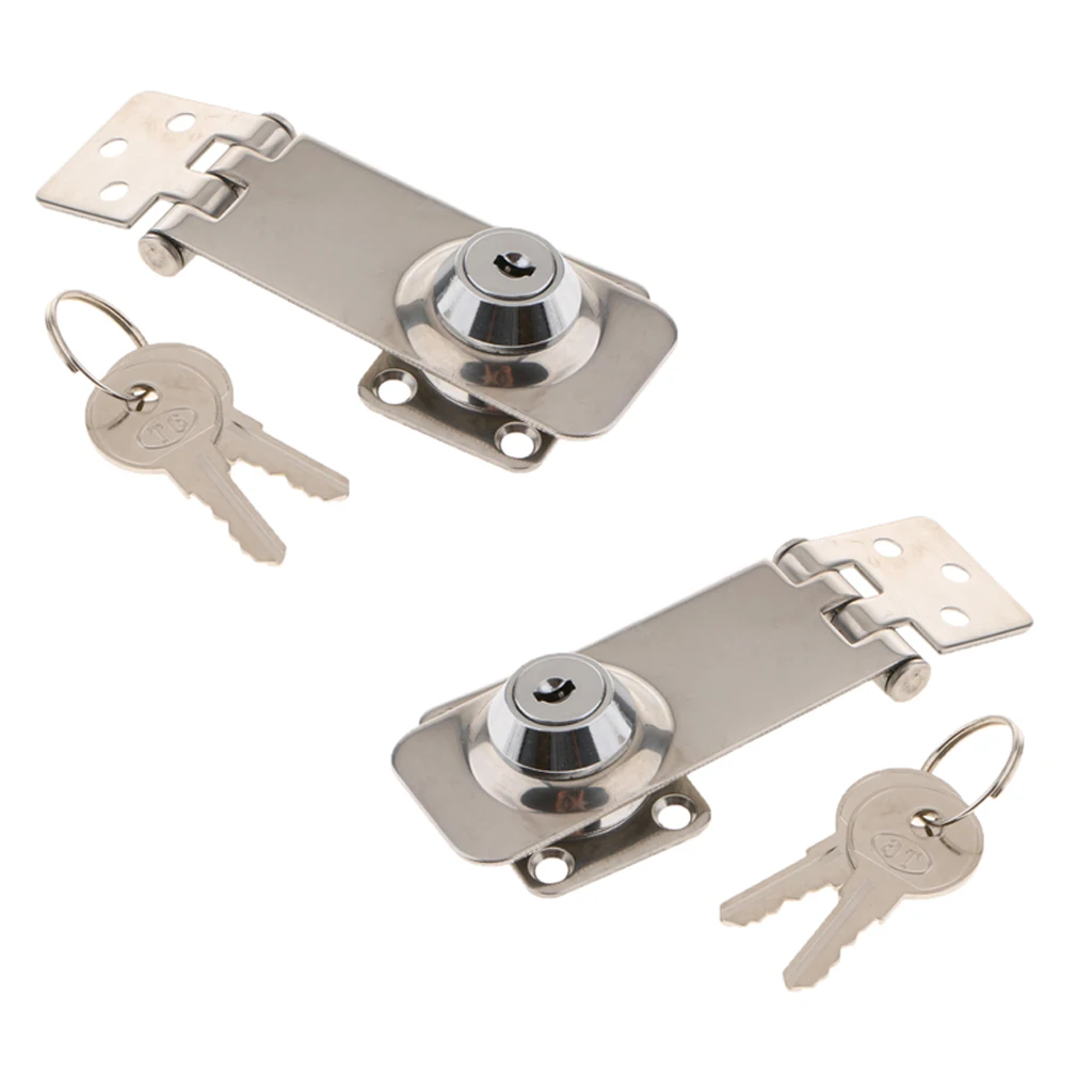 

2 Set Boat Locking Hasp & Keys Lockable Hasp Latch Stainless Steel For Yacht Hatch/Cabin/Door 80x30mm Boat Accessories Marine