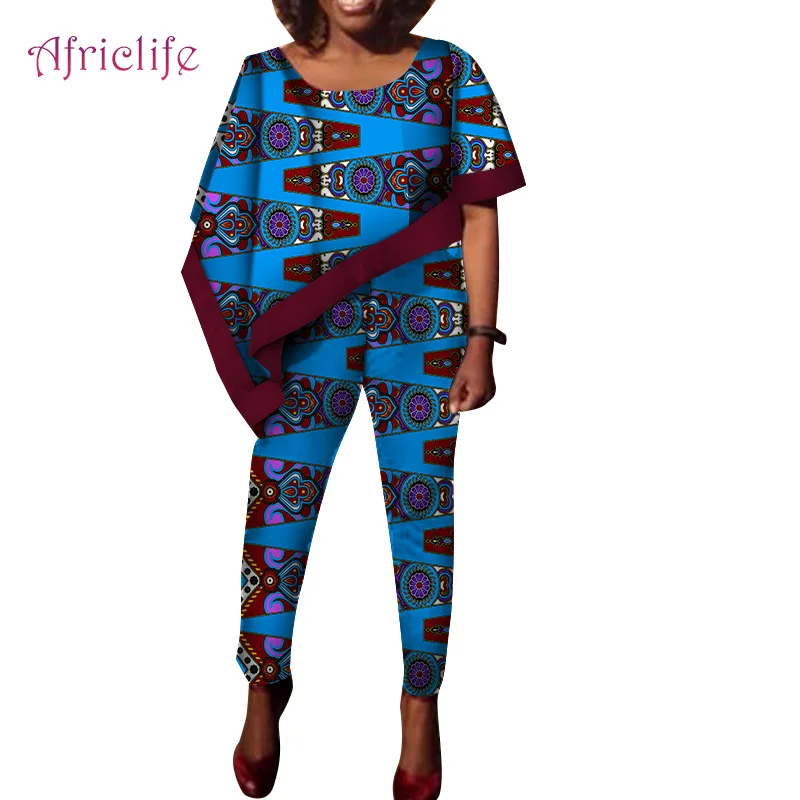 Летний Африканский костюм для женщин стандартный топ и брюки-карандаш женская