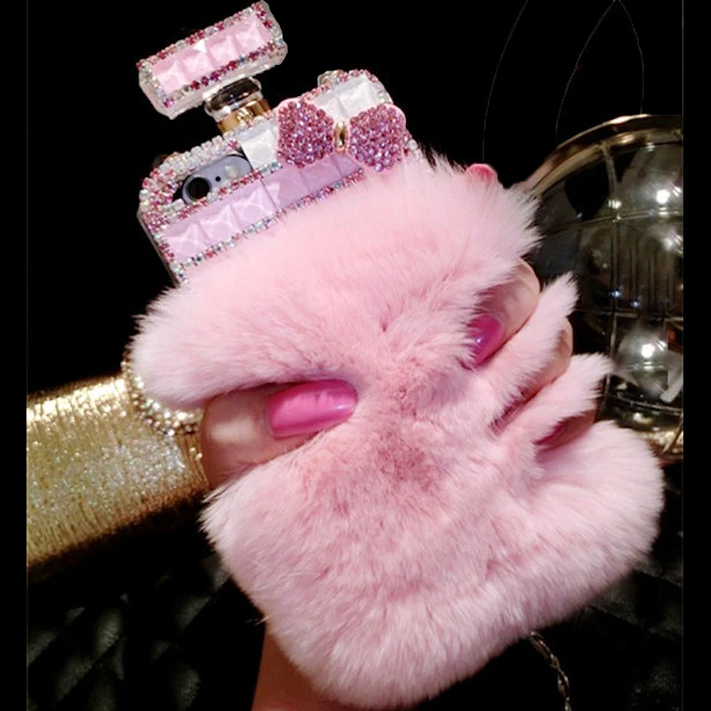 

Fur Perfume Bottle Phone Case For IPhone 13 11 12 Pro Max Case Plush