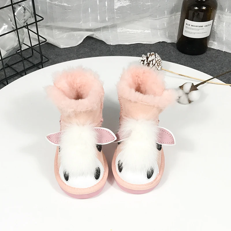 Dolakids симпатичная детская обувь для мальчиков и девочек с овечьим мехом