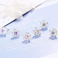 cherry blossom studded female diamond small fresh flower design earrings for women wholesale