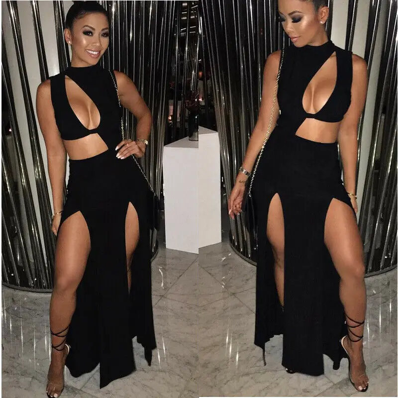 

Women Bandage Bodycon Slim Sleeveless Evening Party Pencil Long Dress