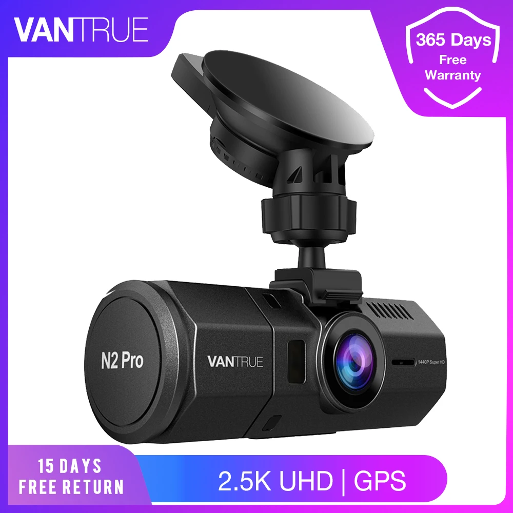 Vantrue N2 Pro Car DVR Camera Video Recorder Dash Cam HD 1440P Front and Inside with GPS Infrared Night Vision  Parking Mode