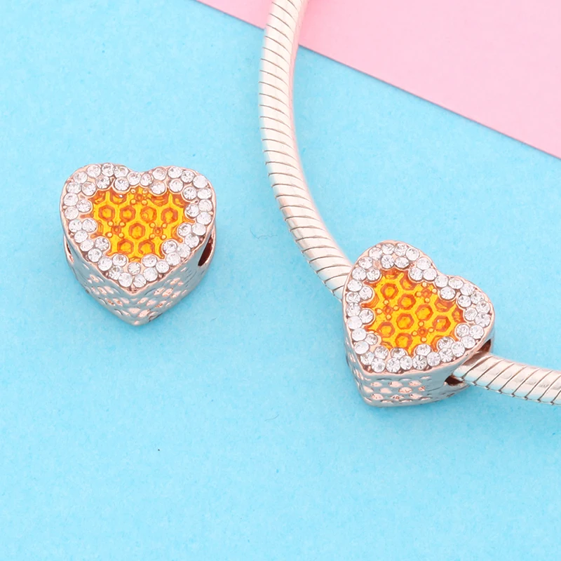 Классический Шарм Leabyl в виде желтого медового сердца для женщин и девушек