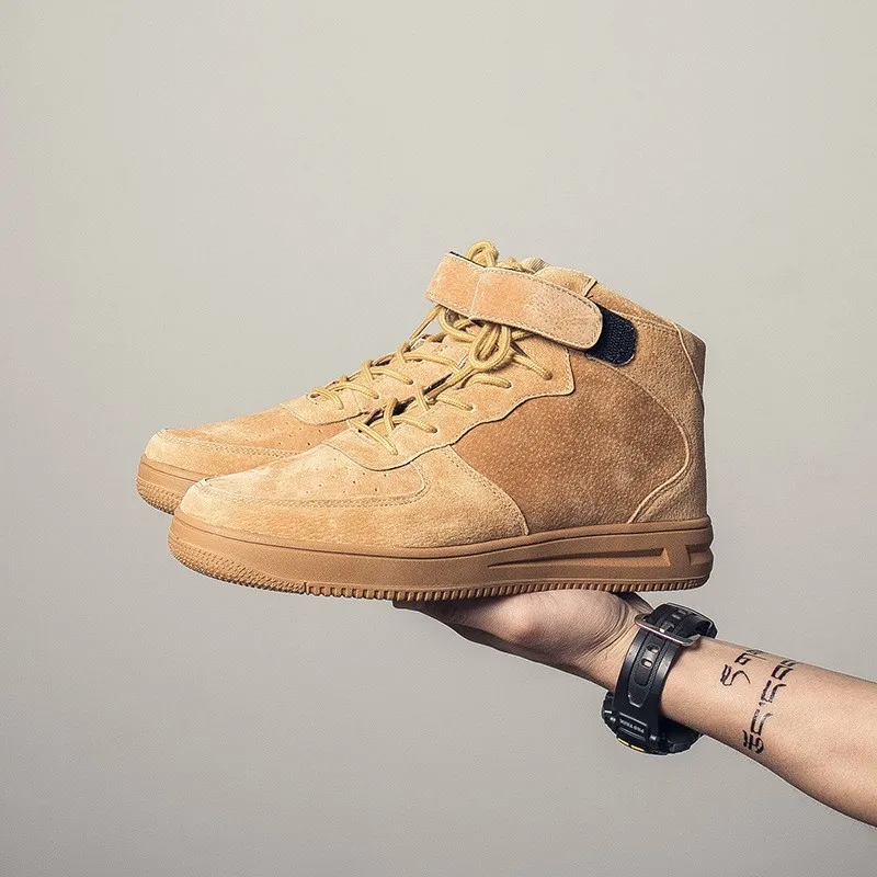 Зимняя мужская обувь с высоким берцем из искусственной замши модная