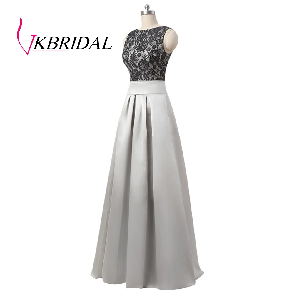 VKBRIDAL серебристое Φ Черное кружево длинное свадебное платье для гостей | Свадьбы и