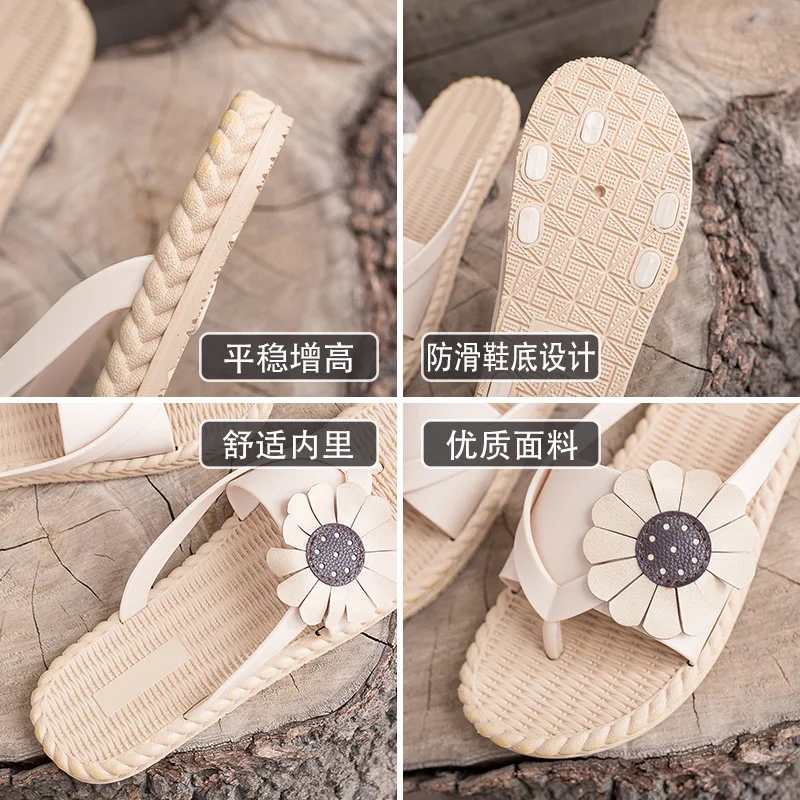 

Women Fashion Casual Summer Cute Flower Flat Bottom Slippers Sandals Home Beach Ladies Shoes Female Clip Toe Flip Flops New 2020