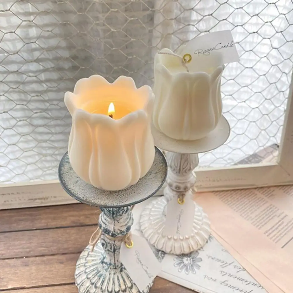 

Scented Mold 3D Reusable Tulip Shape Soft Handmade Candle Mold for Party