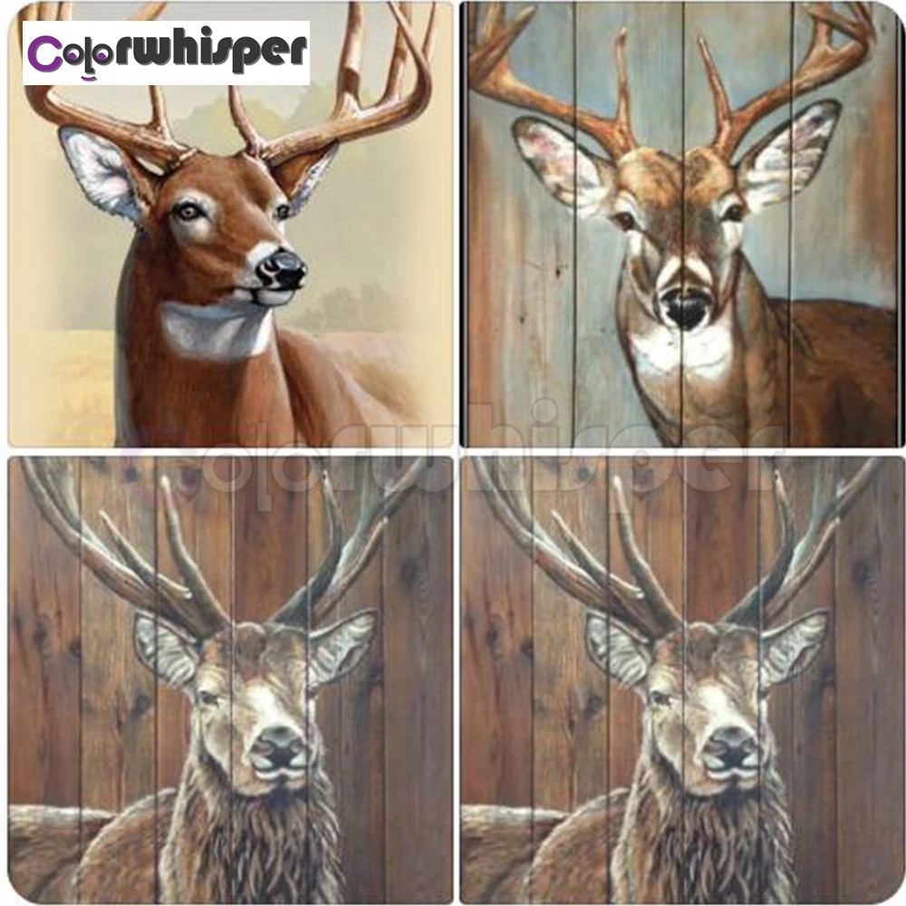 Алмазная живопись полноразмерная/круглая вышивка деревянная доска олень 5D