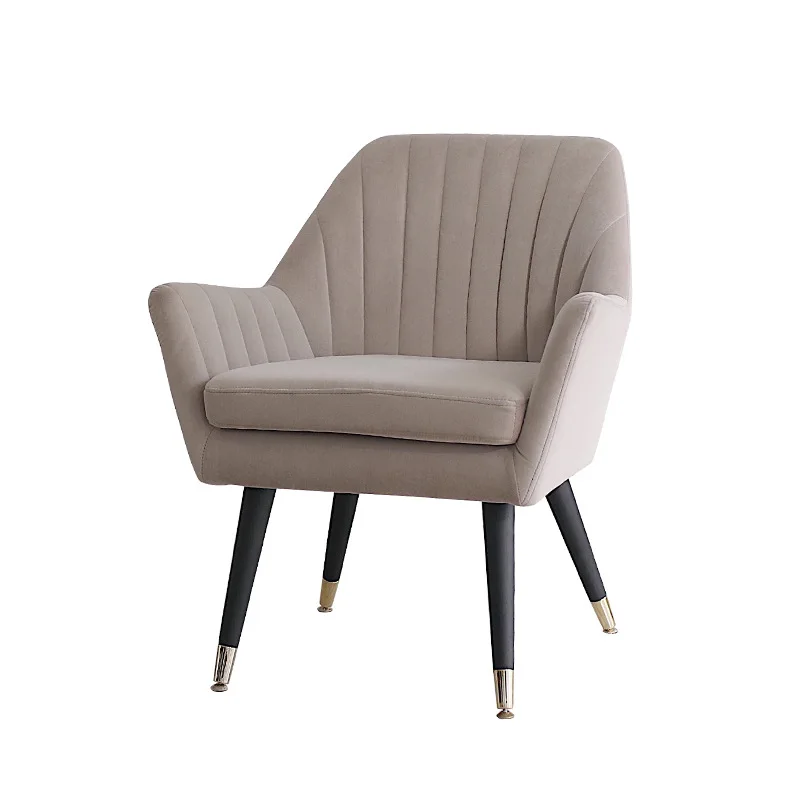 Современный тканевый мягкий стул среднего века с деревянными ножками для дома