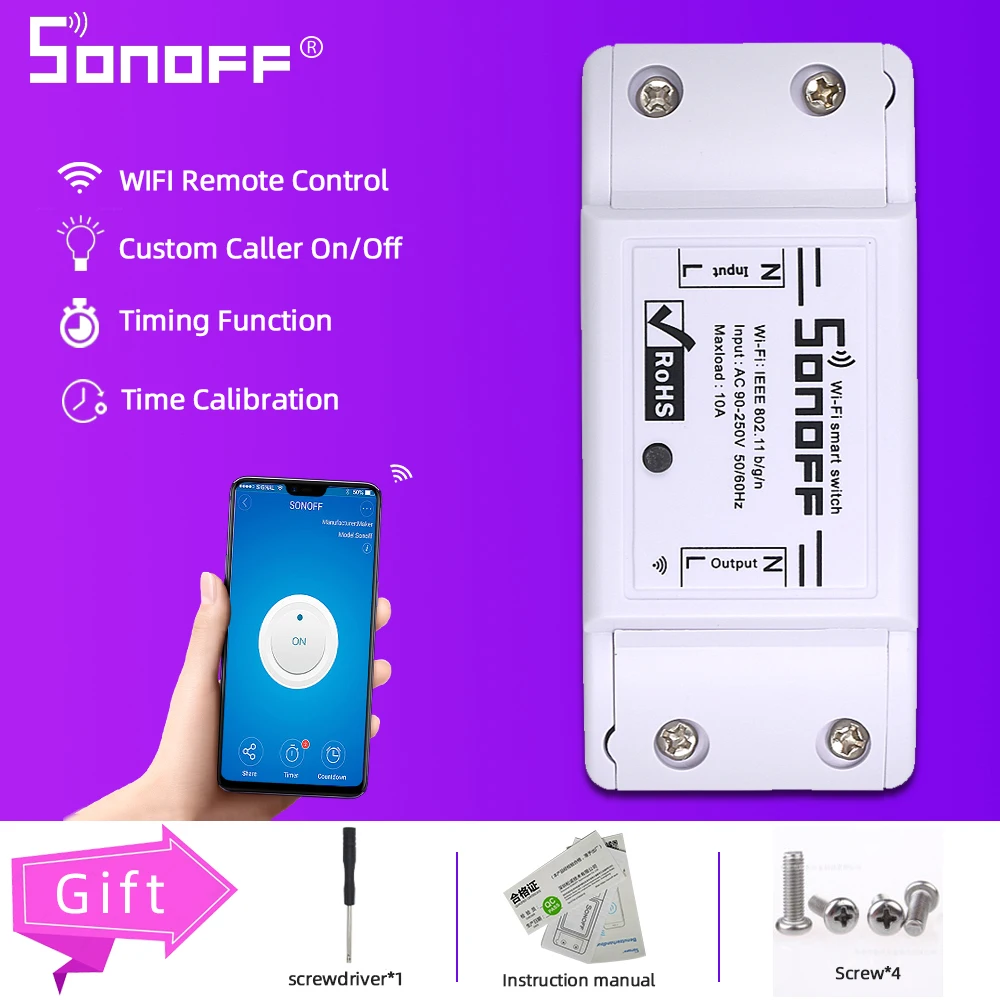 ITEAD Sonoff базовый беспроводной Wifi переключатель для интеллектуальное реле для домашней автоматизации модуль дистанционного управления 10А 90-250 В для IOS Android