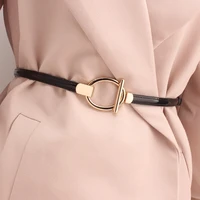 fashion waist belts for women round buckle metal buckle belt dress coat stretch cummerbund adult lady waistband skirt decoration