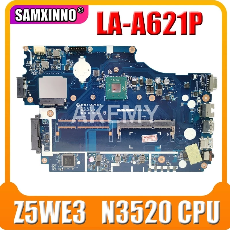 

Akemy For Acer aspire E1-510 E1-510-2500 Laptop Motherboard Z5WE3 LA-A621P NBC3911001 NB.C3911.001 N3520 CPU