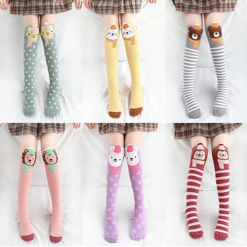 

New cartoon children's stockings ins straight socks 3 to 12 years old girl is their knee-high socks silk stockings