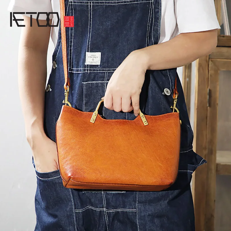 Женская кожаная сумка на одно плечо AETOO Повседневная модная ручной работы