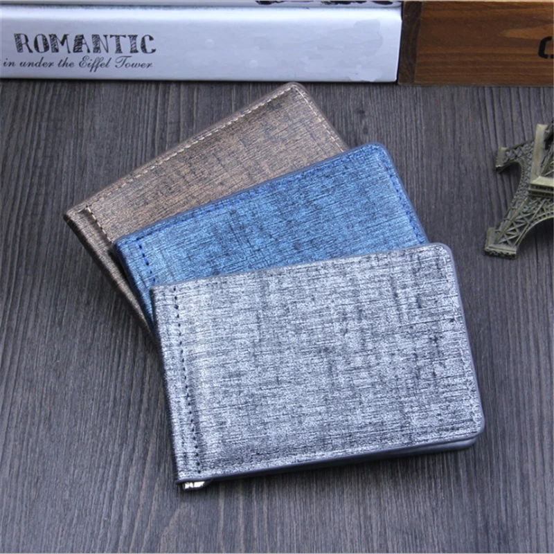 

Men Bifold Business Leather Wallet luxury brand famous ID Credit Card visiting cards wallet magic Money Clips