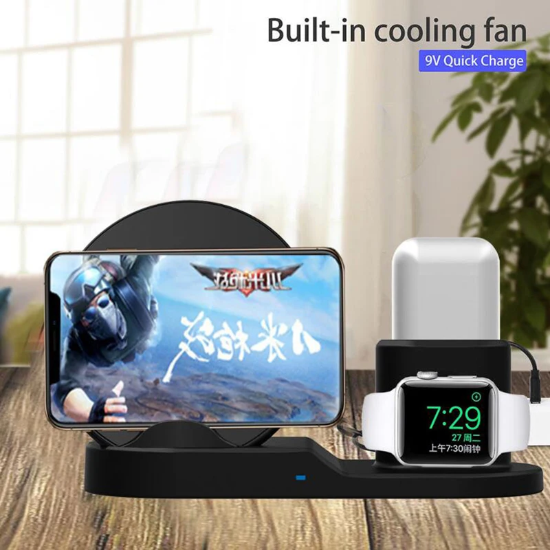 QIWirelessChargerStandforiPhoneAirpodsAppleWatchChargerDockStationChargeforiWatch1234WirelessCharging | Электроника