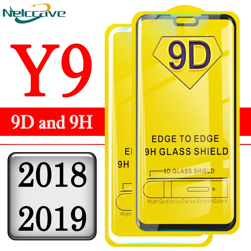 1000 штук 9D изогнутое полное покрытие закаленное стекло для Huawei Y9 Prime 2019 Y7 Pro 2018 2017