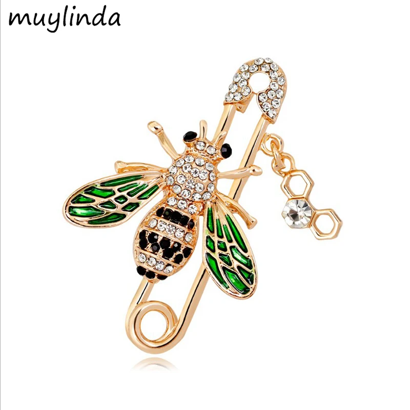 Женская Брошь в виде пчелы muylinda брошь с золотым покрытием и стразами Ювелирное