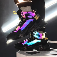 reflective men shoes autumn winter mens sneakers comfortable running shoes male high top loafers shoes no slip walking shoes