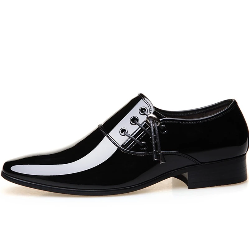 

Size 38-48 Patent Leather Mens Formal Loafers Men Business Wedding Dress Shoes Brand Oxfords Shoes Pointed Toe Zapatos Hombre