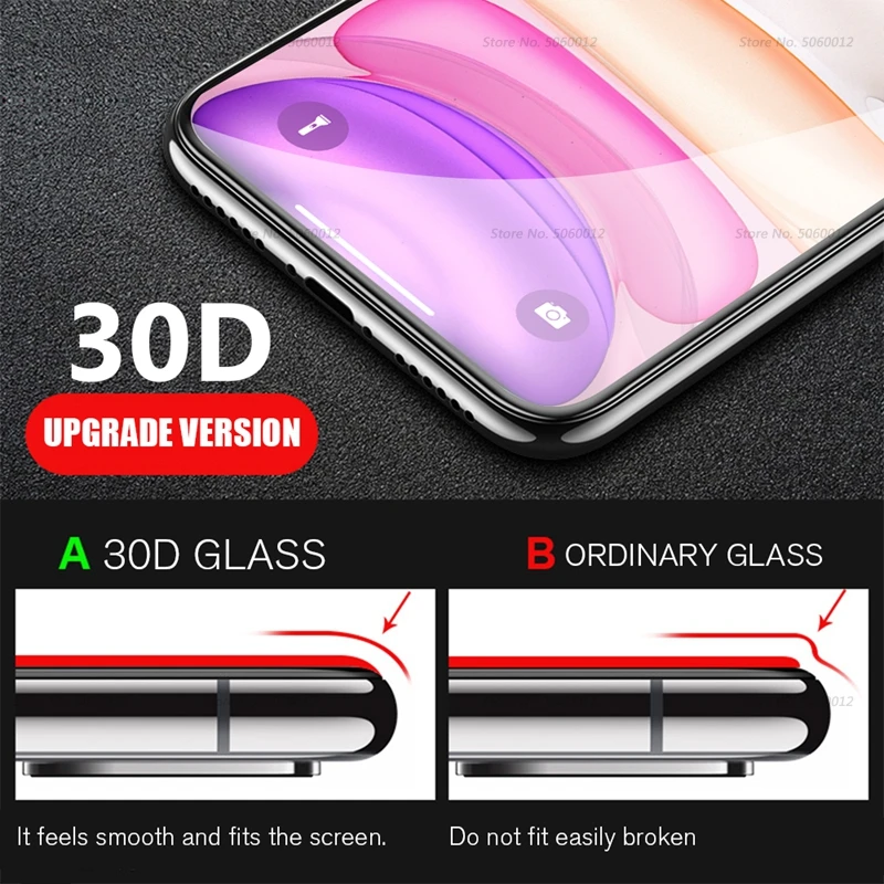 30D защитное стекло с изогнутыми краями для iPhone 7 8 6 6s Plus закаленное 11 Pro X XR XS