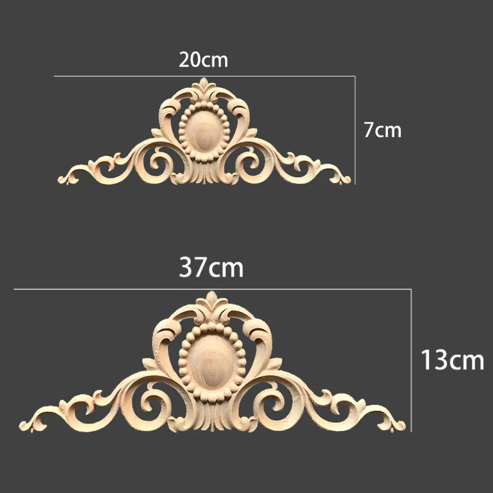 

2pcs Wood Carved Long Applique Carving Natural Wood Appliques Frame Corner Onlay Unpainted Furniture DIY Accessories Home Decor