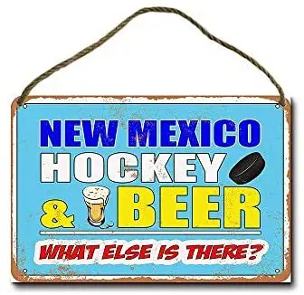 

Metal Sign 8 x 12 inch New Mexico Hockey and Beer Wall Decor Hanging Sign