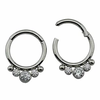 316l surgical steel hinged septum clicker hoop ring cz zirconia nose labret ear tragus cartilage daith helix earring jewelry